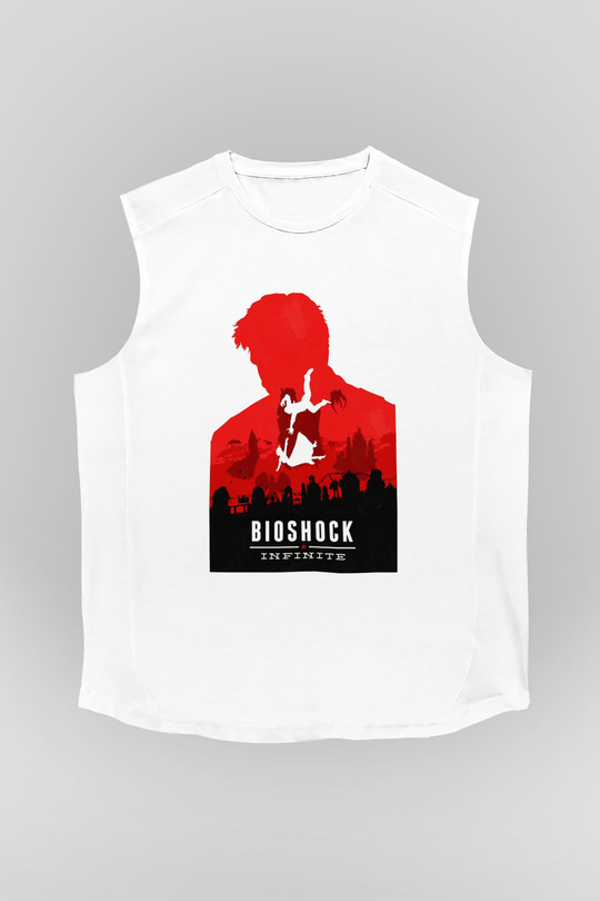 BioShock Beyaz Unisex Kolsuz Tişört