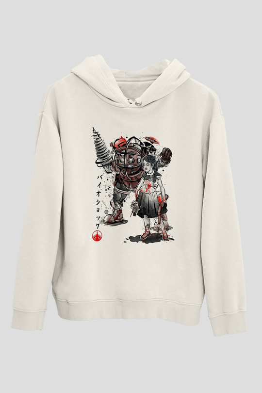 Bioshock James Baskılı Beyaz Unisex Kapüşonlu Sweatshirt