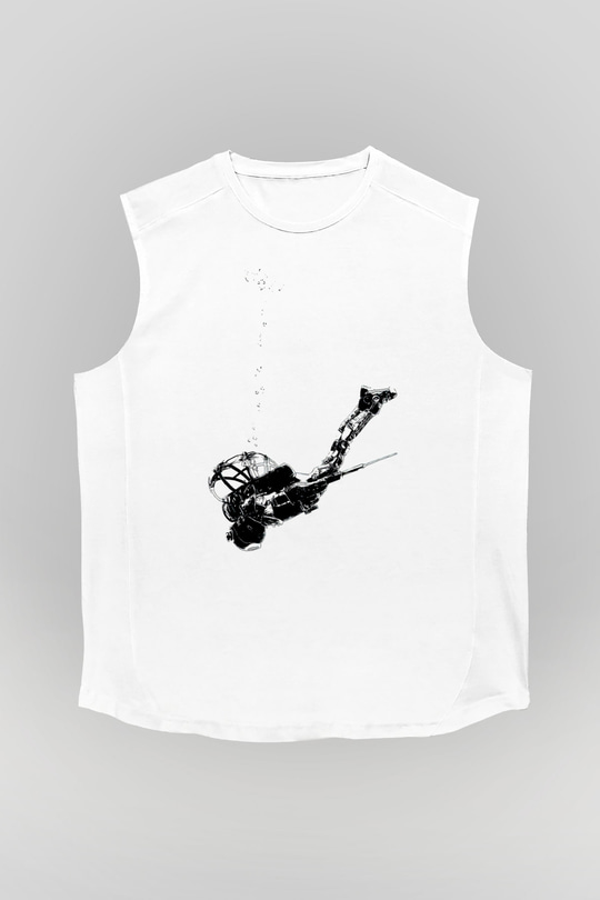 Bioshock James Baskılı Beyaz Unisex Kolsuz Tişört - Tshirt