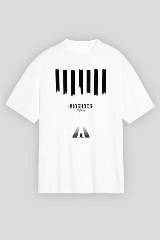 Bioshock James Baskılı Beyaz Unisex Oversize Tişört - Tshirt