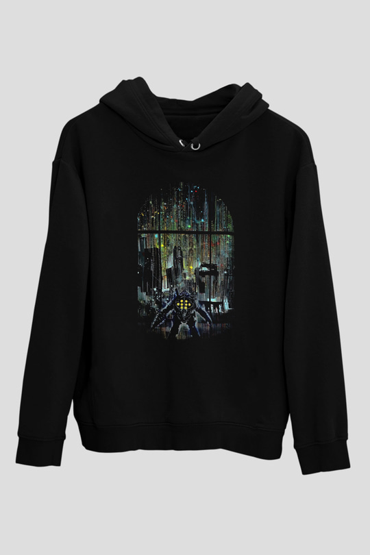 Bioshock James Baskılı Unisex Siyah Kapüşonlu Sweatshirt