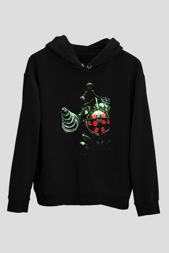 Bioshock James Baskılı Unisex Siyah Kapüşonlu Sweatshirt