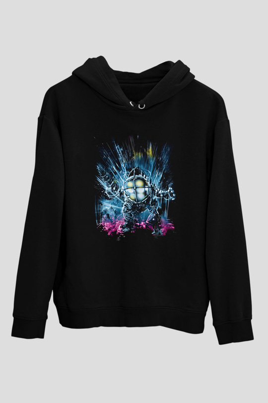 Bioshock James Baskılı Unisex Siyah Kapüşonlu Sweatshirt