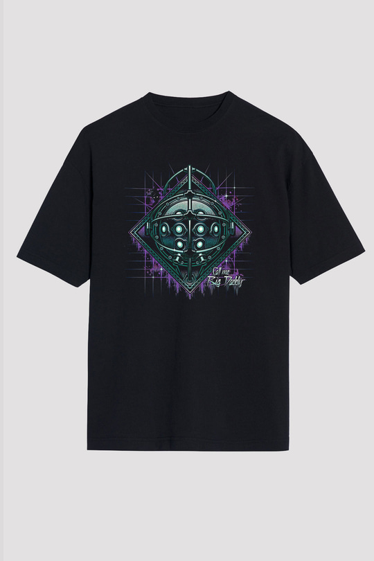 Bioshock James Baskılı Unisex Siyah Oversize Tişört - Tshirt