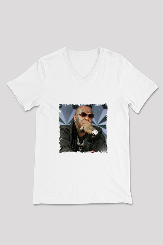 Birdman Baskılı Beyaz V Yaka Unisex Tişört