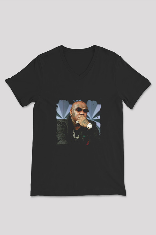 Birdman Baskılı Unisex Siyah V Yaka Tişört