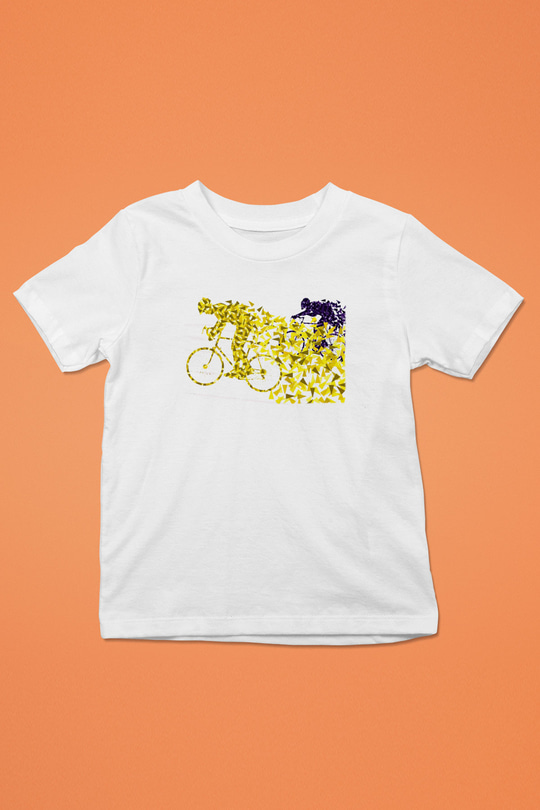 Bisiklet Baskılı Beyaz Unisex Çocuk Tişört