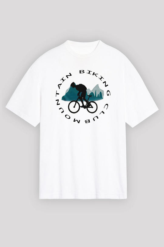 Bisiklet Beyaz Unisex Oversize Tişört T-Shirt