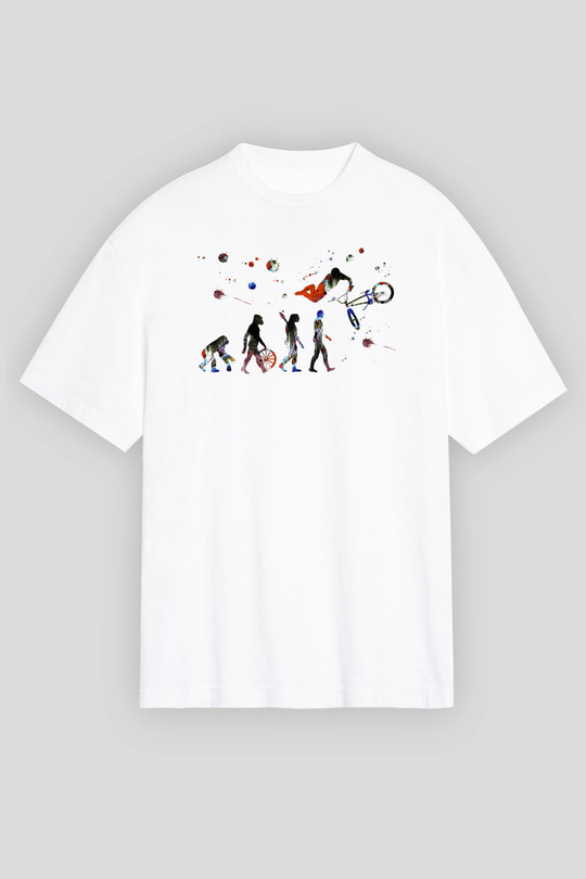 Bisiklet Beyaz Unisex Oversize Tişört T-Shirt