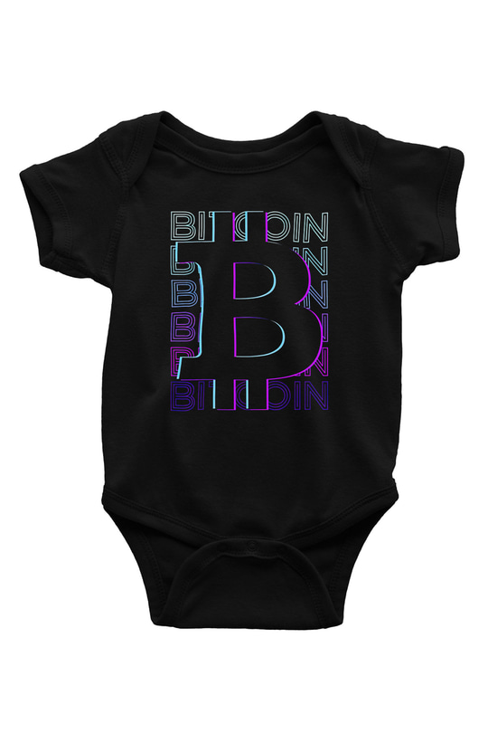 Bitcoin Baskılı Unisex Siyah Bebek Body - Zıbın