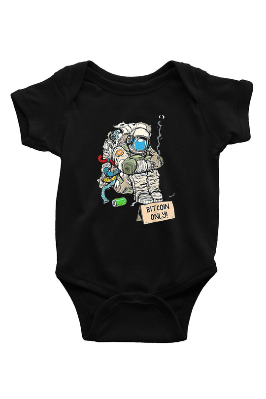 Bitcoin Baskılı Unisex Siyah Bebek Body - Zıbın