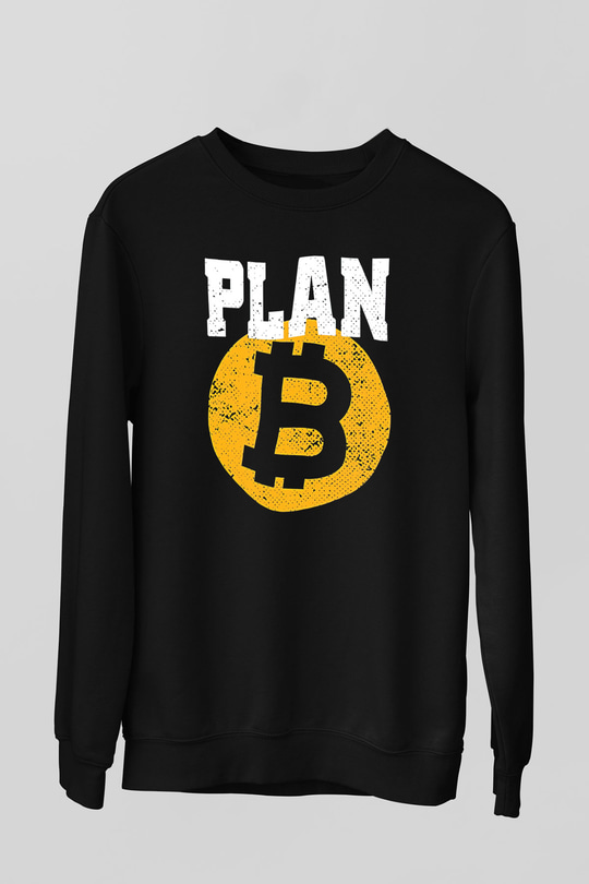 Bitcoin Baskılı Unisex Siyah Sweatshirt