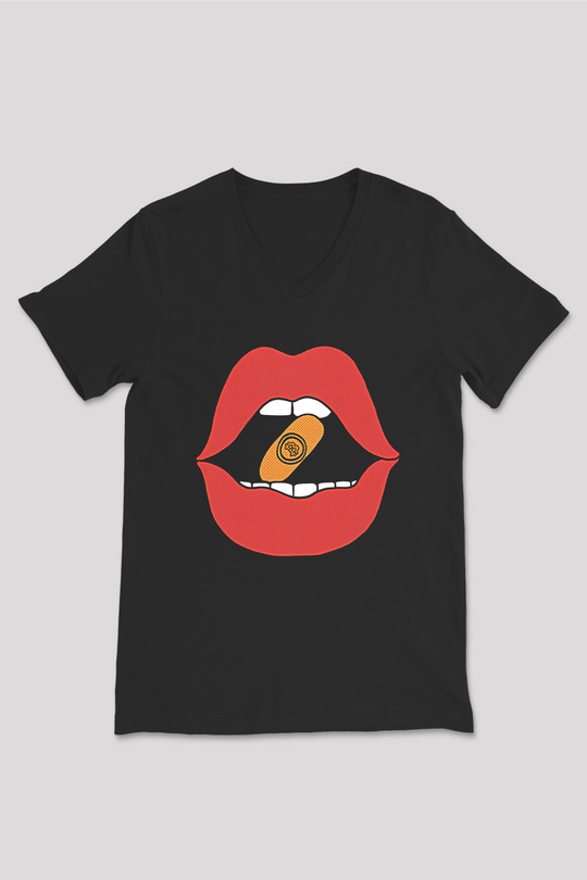 Bitcoin Baskılı Unisex Siyah V Yaka Tişört - Tshirt