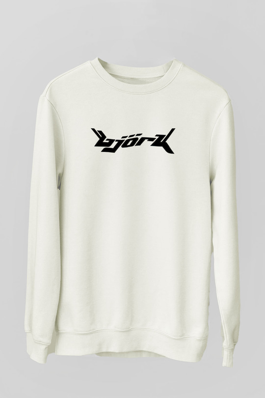 Björk Baskılı Beyaz Unisex Sweatshirt