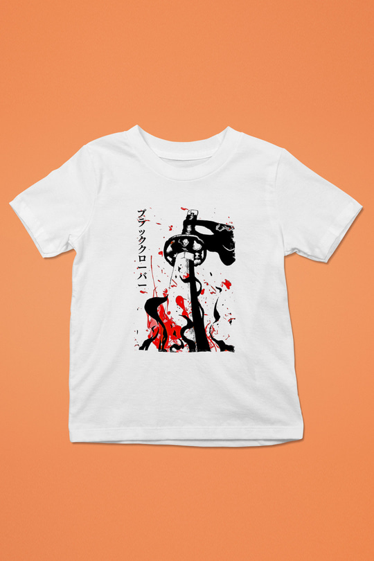 Black Clover Baskılı Beyaz Unisex Beyaz Çocuk Tişört - Tshirt