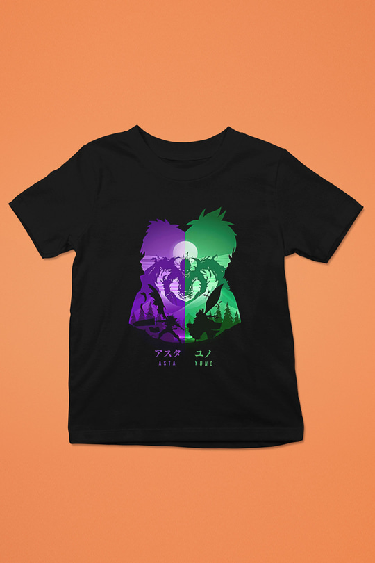Black Clover Baskılı Unisex Siyah Çocuk Tişört - Tshirt