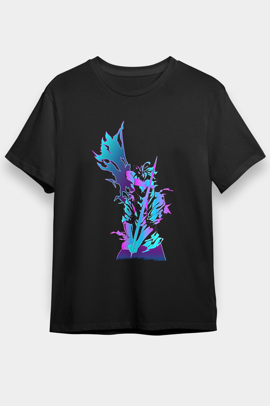 Black Clover Baskılı Unisex Siyah Tişört - Tshirt