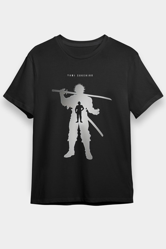 Black Clover Baskılı Unisex Siyah Tişört - Tshirt