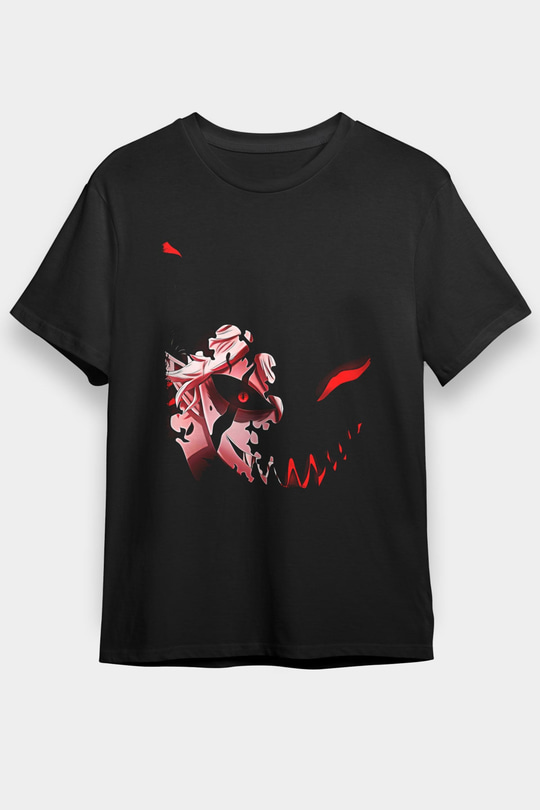 Black Clover Baskılı Unisex Siyah Tişört - Tshirt