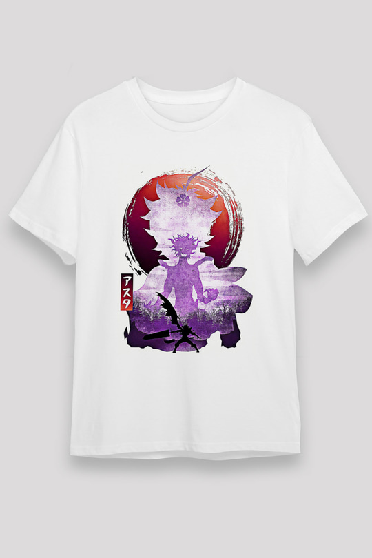 Black Clover Unisex Baskılı Beyaz Tişört - Tshirt