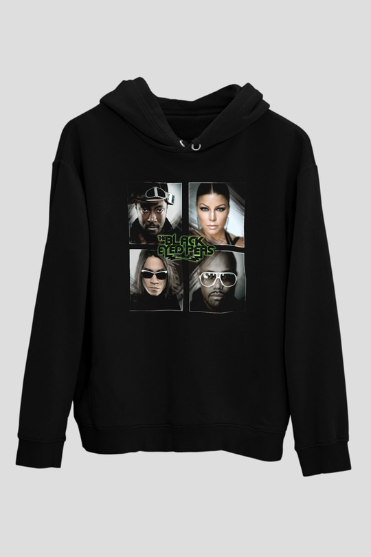 Black Eyed Peas Siyah Unisex Kapüşonlu Sweatshirt