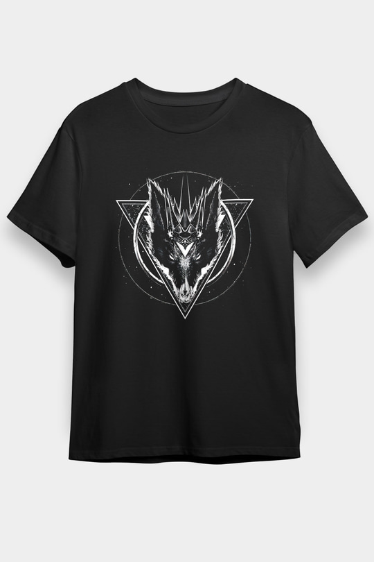 Black Jackal Baskılı Unisex Siyah Tişört - Tshirt