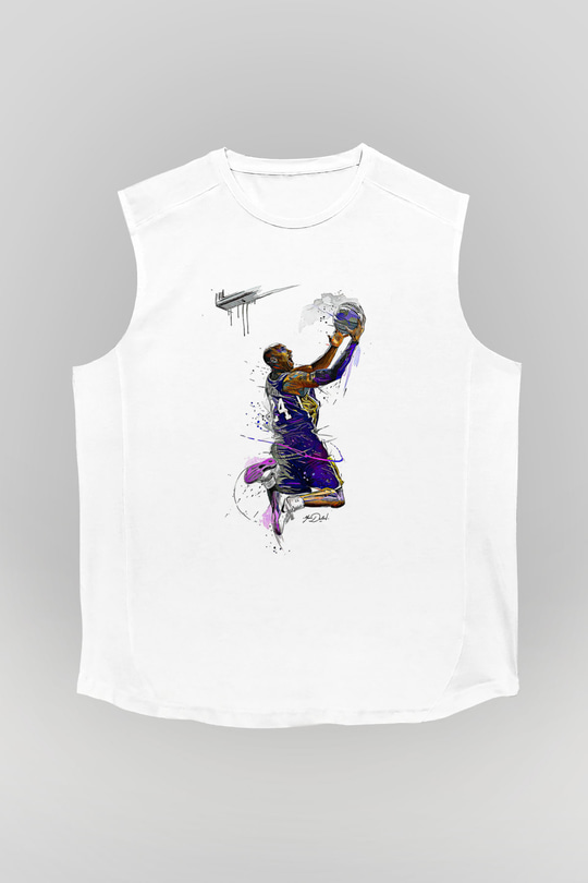 Black Mamba Baskılı Beyaz Unisex Kolsuz Tişört - Tshirt
