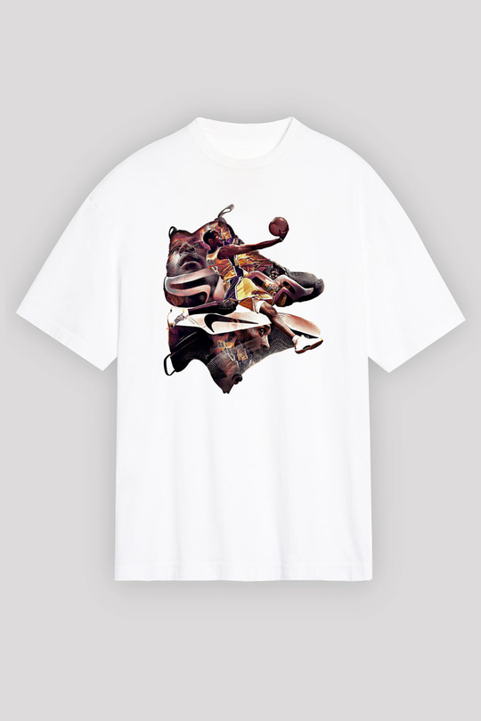 Black Mamba Baskılı Beyaz Unisex Oversize Tişört - Tshirt