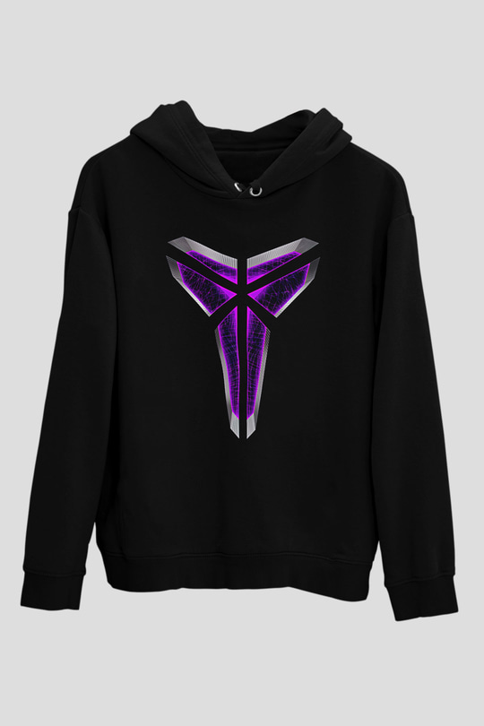 Black Mamba Baskılı Unisex Siyah Kapüşonlu Sweatshirt