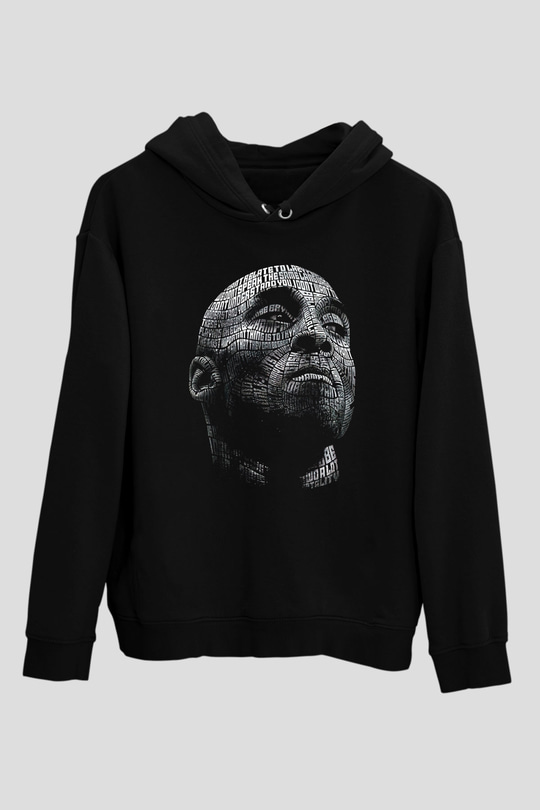 Black Mamba Baskılı Unisex Siyah Kapüşonlu Sweatshirt