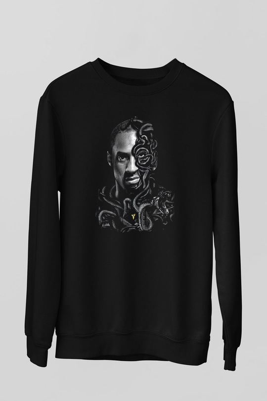 Black Mamba Baskılı Unisex Siyah Sweatshirt