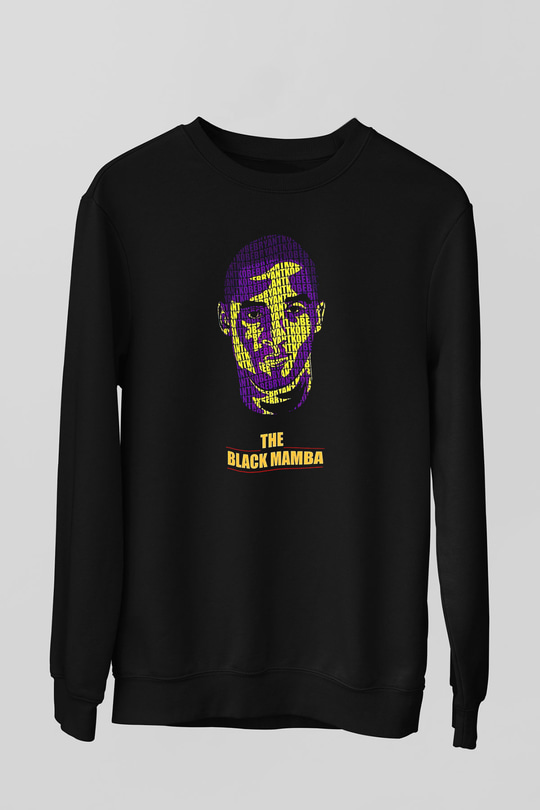 Black Mamba Baskılı Unisex Siyah Sweatshirt