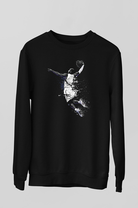 Black Mamba Baskılı Unisex Siyah Sweatshirt