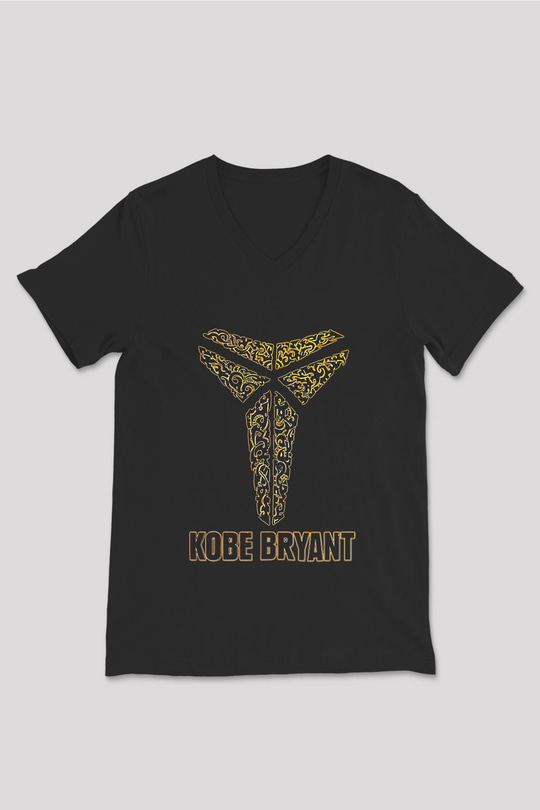 Black Mamba Baskılı Unisex Siyah V Yaka Tişört - Tshirt