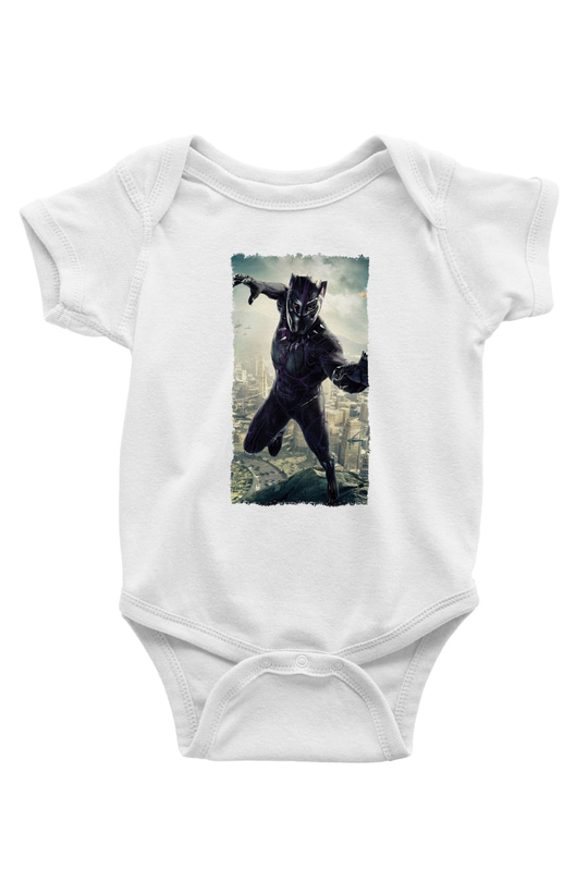Black Panther Beyaz Bebek Body - Zıbın