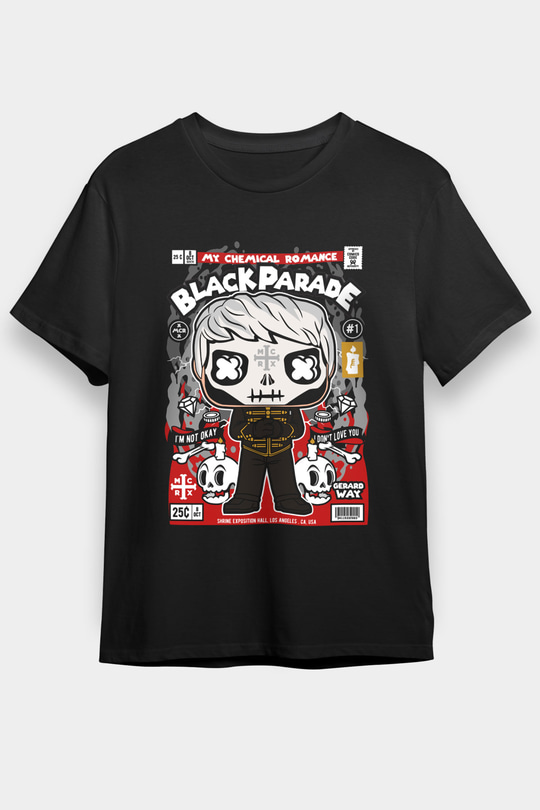 Black Parade Baskılı Unisex Siyah Tişört