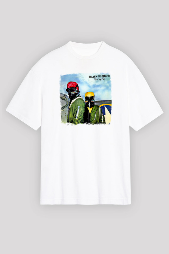 Black Sabbath Baskılı Unisex Beyaz Oversize Tişört
