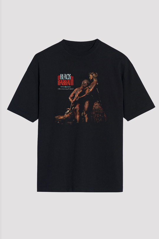 Black Sabbath Baskılı Unisex Siyah Oversize Tişört