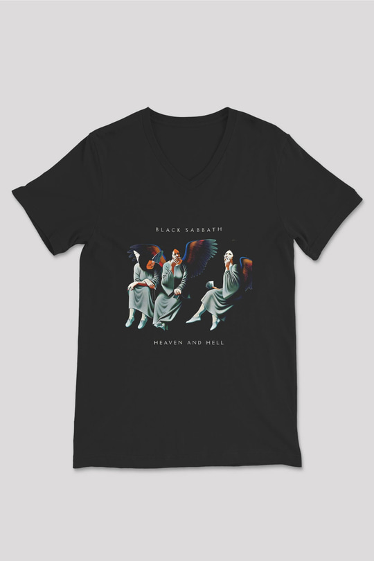 Black Sabbath Baskılı Unisex Siyah V Yaka Tişört