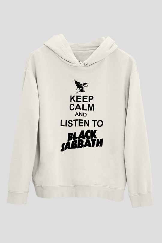 Black Sabbath Beyaz Unisex Kapşonlu Sweatshirt