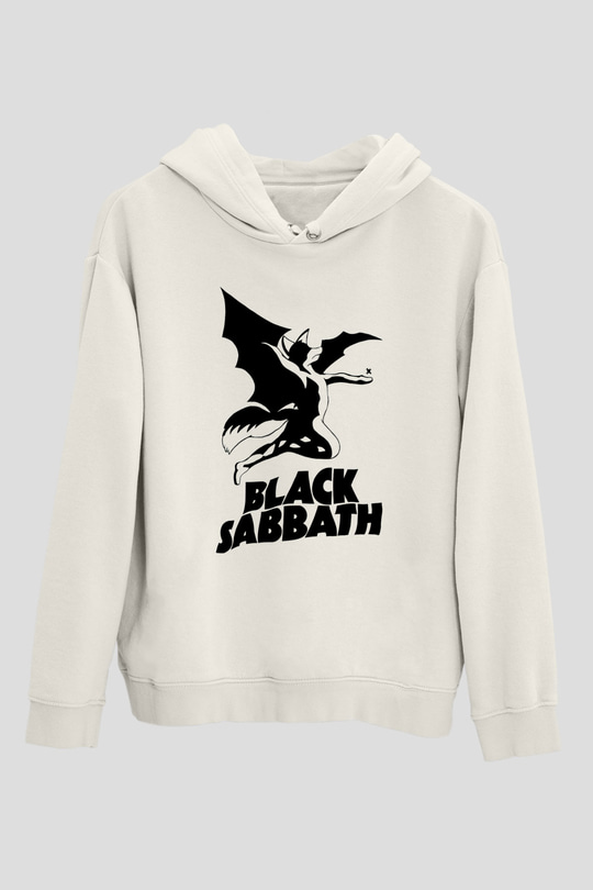 Black Sabbath Beyaz Unisex Kapüşonlu Sweatshirt