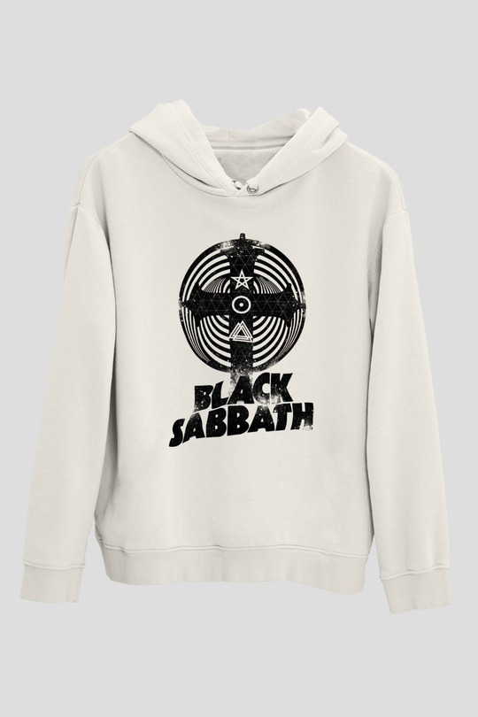 Black Sabbath Beyaz Unisex Kapüşonlu Sweatshirt