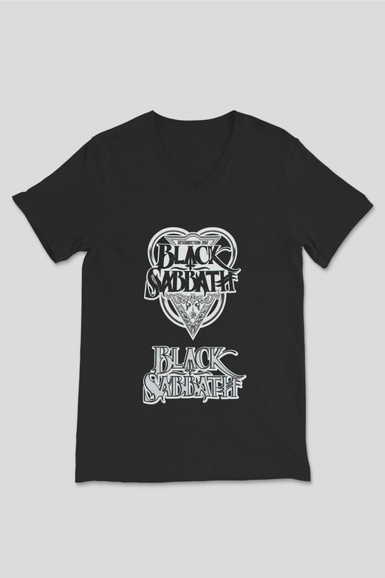 Black Sabbath Siyah Unisex V Yaka Tişört T-Shirt