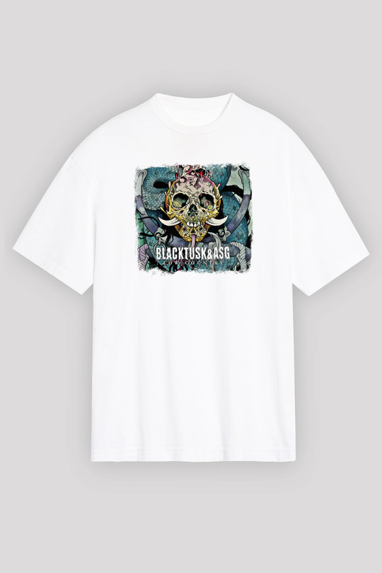 Black Tusk Baskılı Unisex Beyaz Oversize Tişört