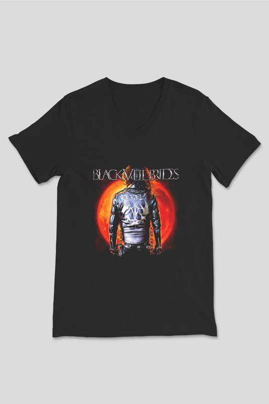 Black Veil Brides Baskılı Unisex Siyah V Yaka Tişört