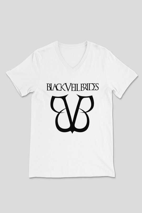 Black Veil Brides Beyaz Unisex V Yaka Tişört T-Shirt