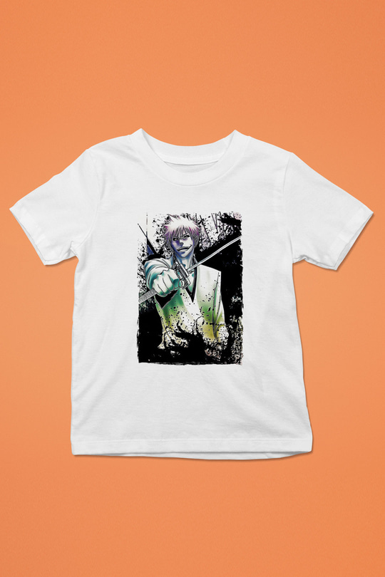 Bleach Baskılı Beyaz Unisex Beyaz Çocuk Tişört - Tshirt