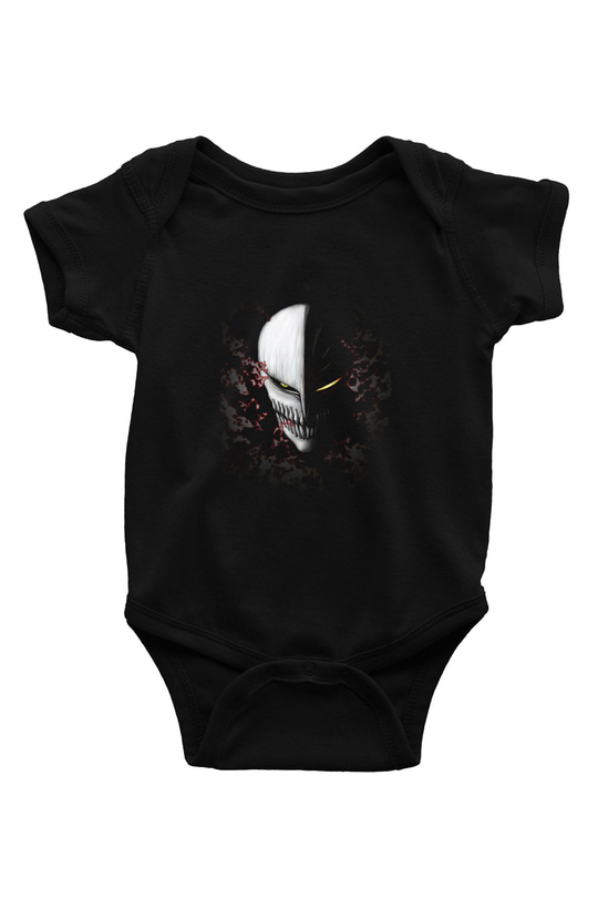 Bleach Baskılı Unisex Siyah Bebek Body - Zıbın
