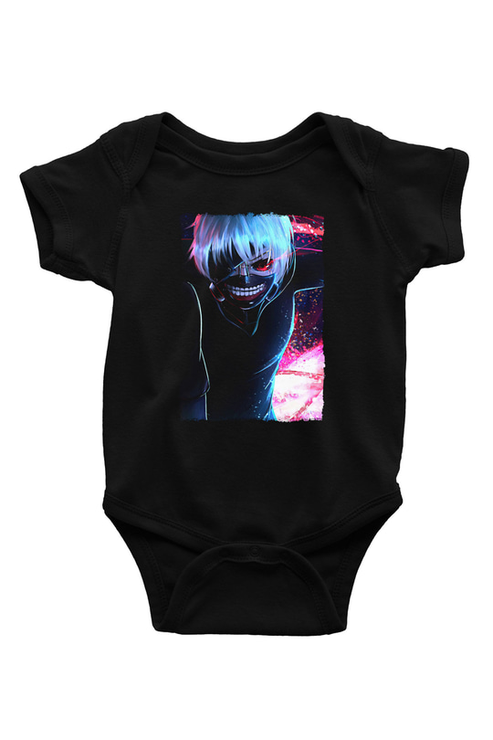 Bleach Baskılı Unisex Siyah Bebek Body - Zıbın