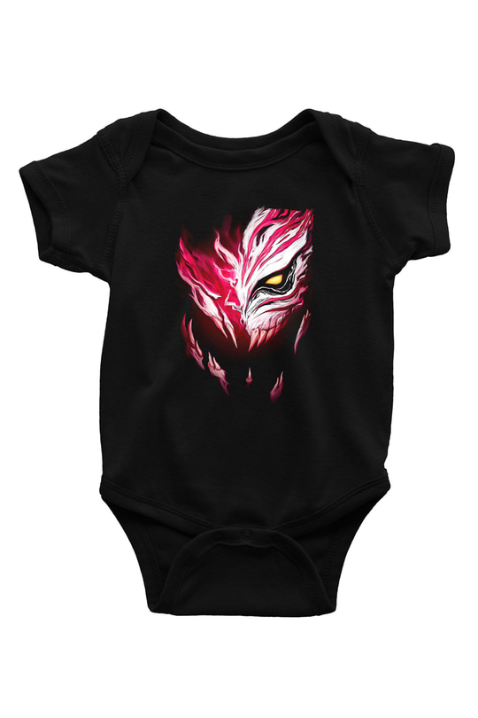 Bleach Baskılı Unisex Siyah Bebek Body - Zıbın